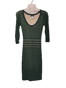 Venus Dark Green Scoop-Neck Midi Dress with Stud Accents Casual Dress (view 1)