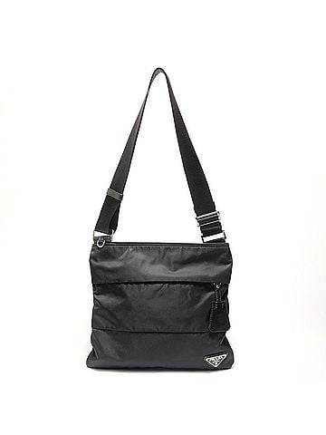 Prada Prada PRADA Triangle Logo Plate Shoulder Bag Black (view 1)