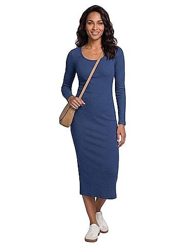 Marine Layer Lexi Rib Long Sleeve Midi Casual Dress (view 1)