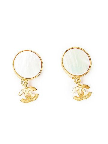 Chanel CC Mother of Pearl Dangle Clip On Earrings (view 1)
