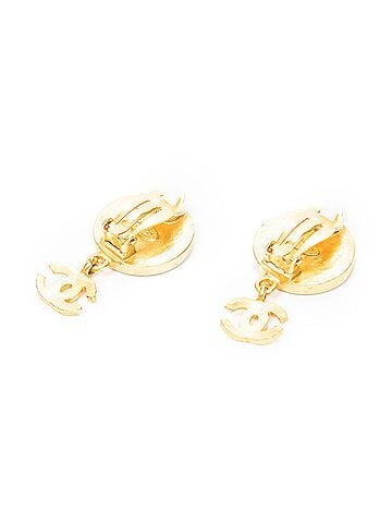 Chanel CC Mother of Pearl Dangle Clip On Earrings (view 2)