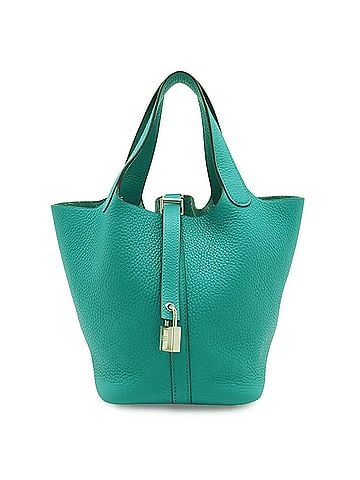 Hermès HERMES Picotin Lock 18 PM Handbag Tote Bag, Taurillon Clemence Leather, Blue Paon Turquoise Blue, X Stamp (view 2)