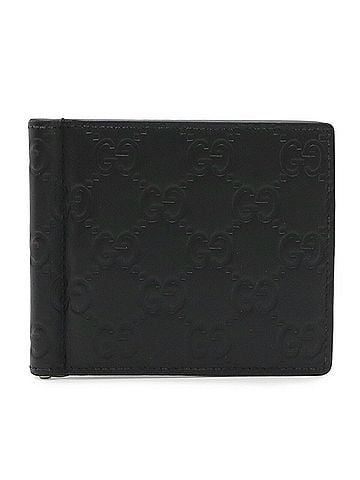 Gucci GUCCI Guccissima Bi-fold Wallet, Billfold, Card Case with Money Clip, Leather, Black, 170580 (view 2)