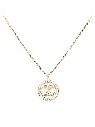 Chanel CC Faux Pearl Round Pendant Necklace (view 1)