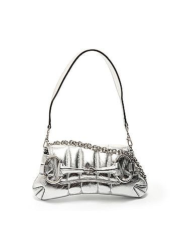 Gucci Gucci Horsebit Chain 2-Way Leather Shoulder Bag, Silver (view 1)