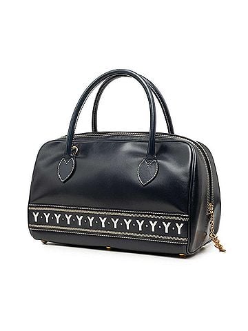 Saint Laurent Saint Laurent Mini Boston Bag Handbag Navy White Leather Women's SAINT LAURENT (view 2)
