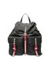 Prada 100% Nylon Black Prada Nylon Studded Leather Backpack, Black One size - photo 1