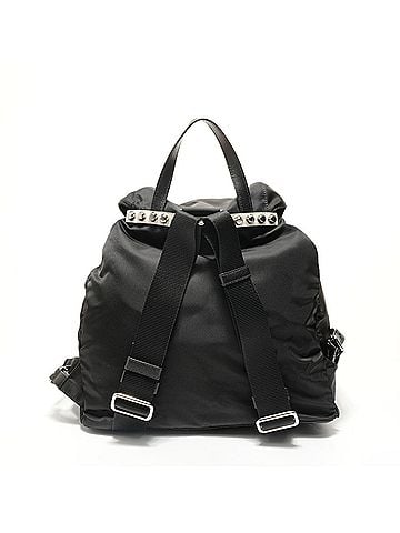 Prada Prada Nylon Studded Leather Backpack, Black (view 2)