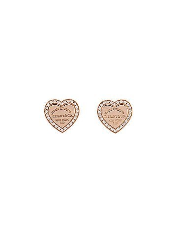 Tiffany & Co. Tiffany & Co. Return to Heart Tag Stud Earrings with Diamonds in 18K Pink Gold. (view 1)
