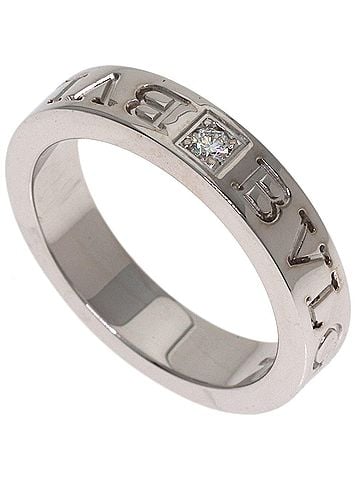 Bvlgari Bulgari Double Logo 1P Diamond Ring, 18K White Gold, Women's BVLGARI (view 1)