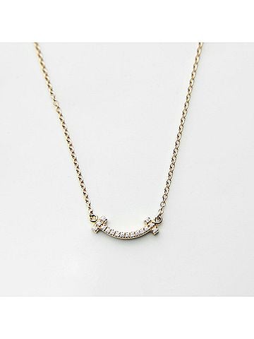 Tiffany & Co. Tiffany & Co. Au750 T Smile Mini Diamond Necklace Gold (view 1)