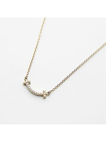 Tiffany & Co. Tiffany & Co. Au750 T Smile Mini Diamond Necklace Gold (view 2)