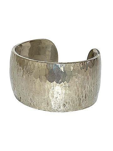 Hermès HERMES Vintage Hammered Bangle Wide Cuff Bracelet Ag925 Silver Men's Women's (view 1)