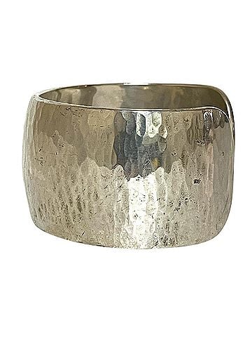 Hermès HERMES Vintage Hammered Bangle Wide Cuff Bracelet Ag925 Silver Men's Women's (view 2)