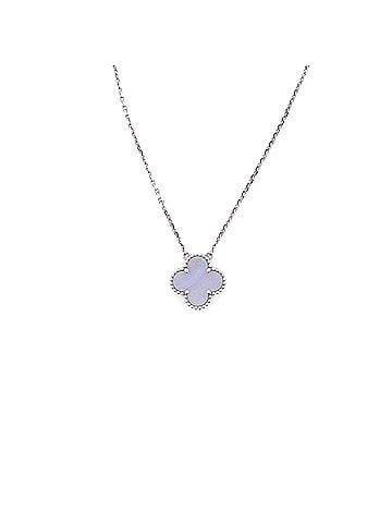 Van Cleef & Arpels Vintage Alhambra Pendant Necklace 18K White Gold and Chalcedony (view 1)