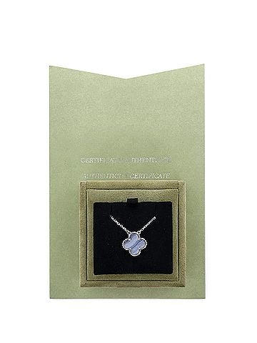 Van Cleef & Arpels Vintage Alhambra Pendant Necklace 18K White Gold and Chalcedony (view 2)