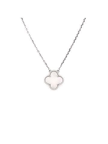 Van Cleef & Arpels Vintage Alhambra Pendant Necklace 18K White Gold and Mother of Pearl (view 1)