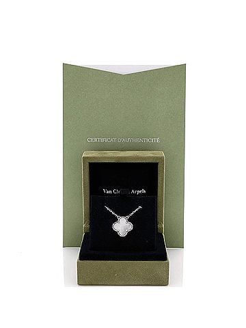 Van Cleef & Arpels Vintage Alhambra Pendant Necklace 18K White Gold and Mother of Pearl (view 2)