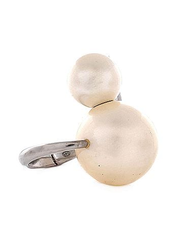 Chanel Double Pearl Cuff Bracelet Metal and Faux Pearls (view 2)