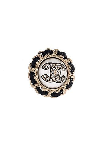 Chanel Chain Around CC Stud Earrings Metal with Leather and Crystals (view 2)
