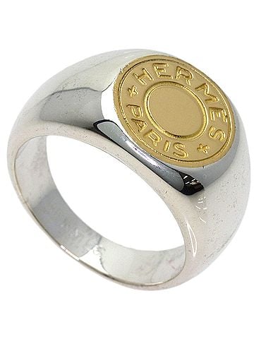 Hermès Hermes Sellier Clou de Selle Ring, 18K Yellow Gold/Silver, Women's (view 1)