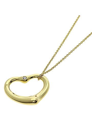Tiffany & Co. Tiffany & Co. Open Heart 1P Diamond Necklace, 18K Yellow Gold, Women's. (view 1)