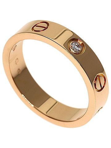 Cartier Cartier Mini Love Ring, 1P Diamond, Size #50, 18K Pink Gold, Women's CARTIER (view 1)