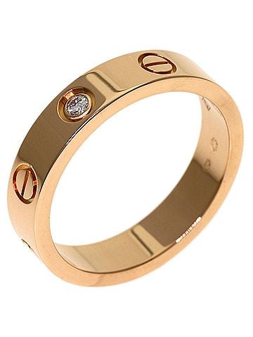 Cartier Cartier Mini Love Ring, 1P Diamond, Size #50, 18K Pink Gold, Women's CARTIER (view 2)