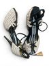 Christian Lacroix 100% Raffia Black Multi Color Tan Sandals Size 5 - photo 3