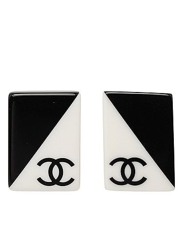 Chanel CC Bicolor Acrylic Rectangular Clip On Earrings (view 1)