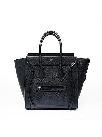 Céline Celine Luggage Micro Shopper Handbag, Black (view 1)