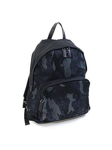 Prada Prada Backpack, Navy, Gray, Black, Nylon, Leather, Camouflage Pattern, Men's PRADA (view 1)