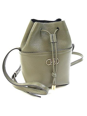 Salvatore Ferragamo Salvatore Ferragamo Ferragamo Shoulder Bag Double Gancini AU22 0382 Olive Green Leather Pouch Women's Salvatore (view 1)