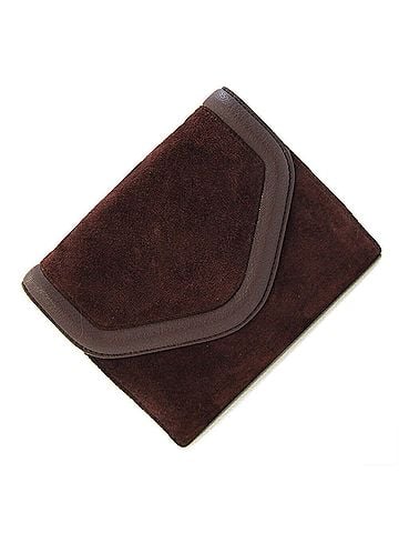 Gucci Gucci W-Wallet 035 001 0846 Dark Brown Suede Leather Compact Wallet Bi-fold Vintage Women's GUCCI (view 1)