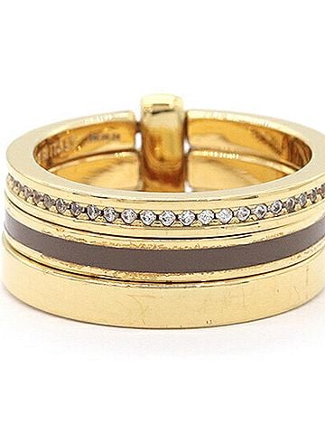 Fendi Fendi Triple Ring, Gold and Dark Brown Metal, Size M, Women's FF (FENDI) (view 2)