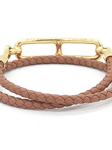 Hermès Hermes Bracelet, Louli Double Tour, H071727, Gold, Golden Yellow, Veau Swift Leather, Layer, Women's. (view 2)