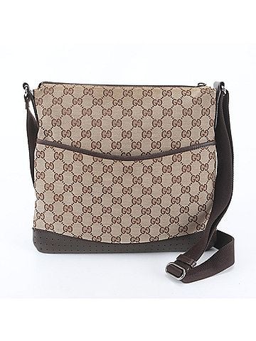 Gucci Excellent condition Gucci GG canvas 145857 leather shoulder bag messenger tote for men. (view 1)