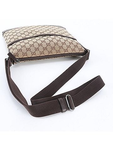 Gucci Excellent condition Gucci GG canvas 145857 leather shoulder bag messenger tote for men. (view 2)