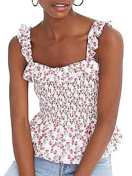 J.Crew Liberty Smocked Ruffle Top  Tank Top (view 2)
