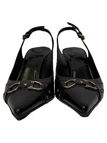 Christian Dior Dior CD Slingback Pumps in Black Leather (view 2)