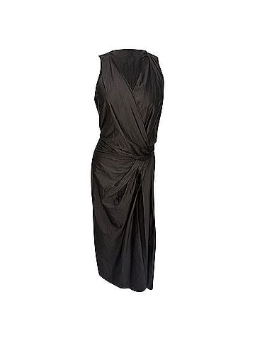 Rick Owens Rick Owens Gathered Sleeveless Midi Dress in Black Cotton (view 1)