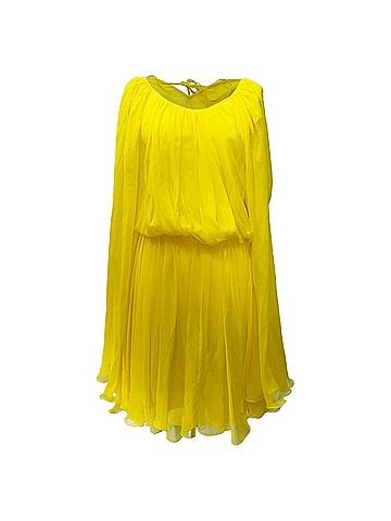 Dolce & Gabbana Dolce & Gabbana Long Sleeve Mini Dress in Yellow Silk (view 1)