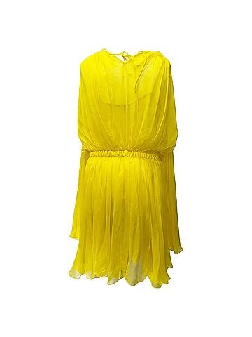 Dolce & Gabbana Dolce & Gabbana Long Sleeve Mini Dress in Yellow Silk (view 2)