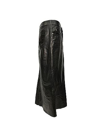 Rick Owens Rick Owens Crinkled Midi Skirt in Black Lamb Leather (view 2)