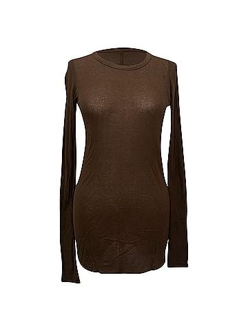 Rick Owens Rick Owens Ribbed-Knit Long Sleeve T-Shirt in Brown Viscose (view 1)