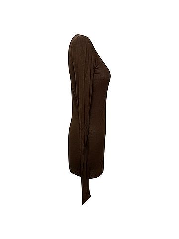 Rick Owens Rick Owens Ribbed-Knit Long Sleeve T-Shirt in Brown Viscose (view 2)