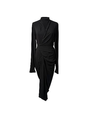 Rick Owens Rick Owens Cocoon Midi Dress in Black Acetate (view 1)