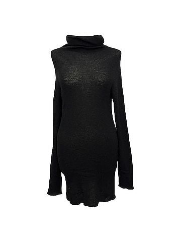 Rick Owens Rick Owens Ribbed Turtleneck Sweater in Black Wool (view 1)