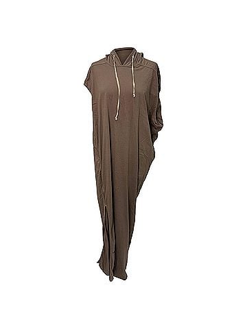 Rick Owens Rick Owens Edfu Hooded Maxi Dress in Brown Cotton (view 1)