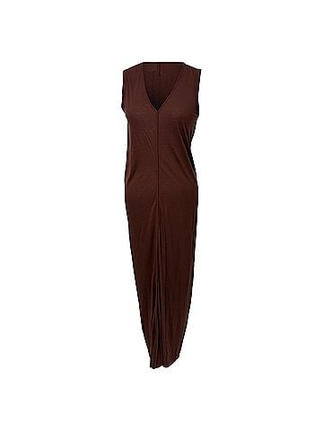 Rick Owens Rick Owens V-Neck Maxi Dress Brown Viscose (view 1)